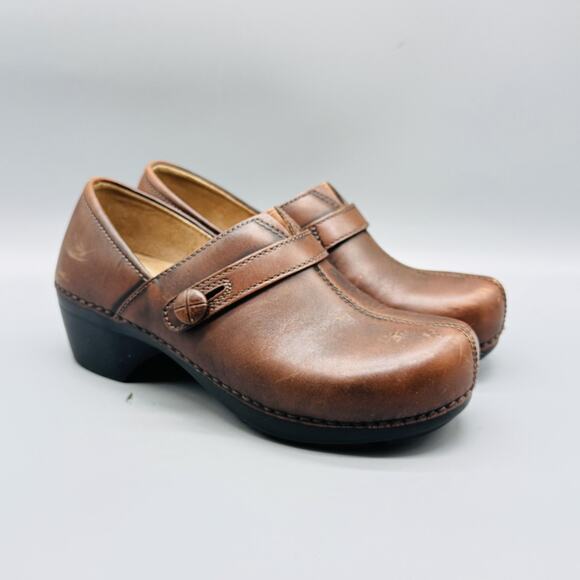 Dansko Shoes Women 8.5 Brown Leather Mary Jane Classic Clog Mule Slip On Comfort - Picture 2 of 11